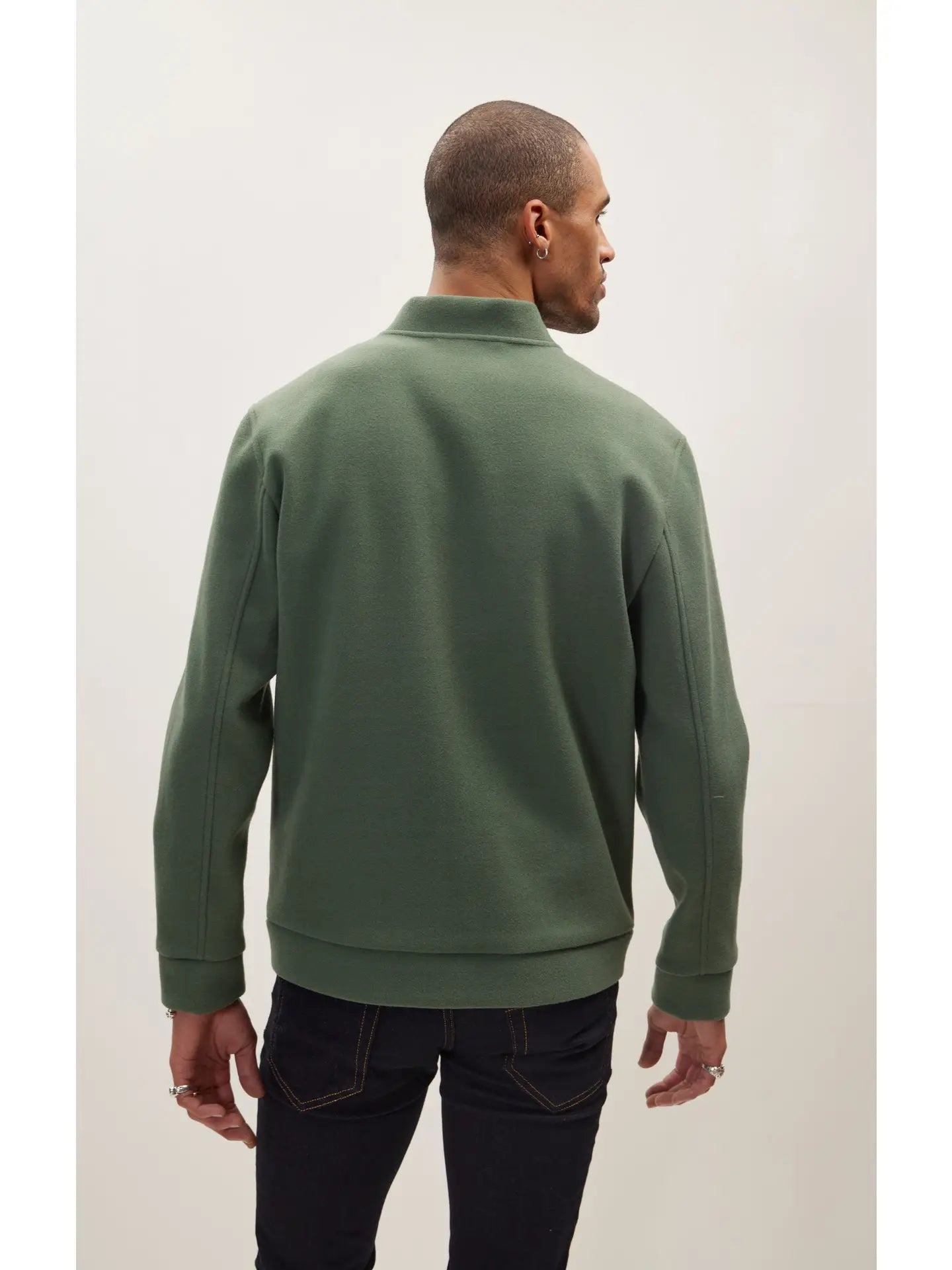 Ron Tomson-Men's Relaxed Unlined Varsity Zipper Jacket - Teal Green