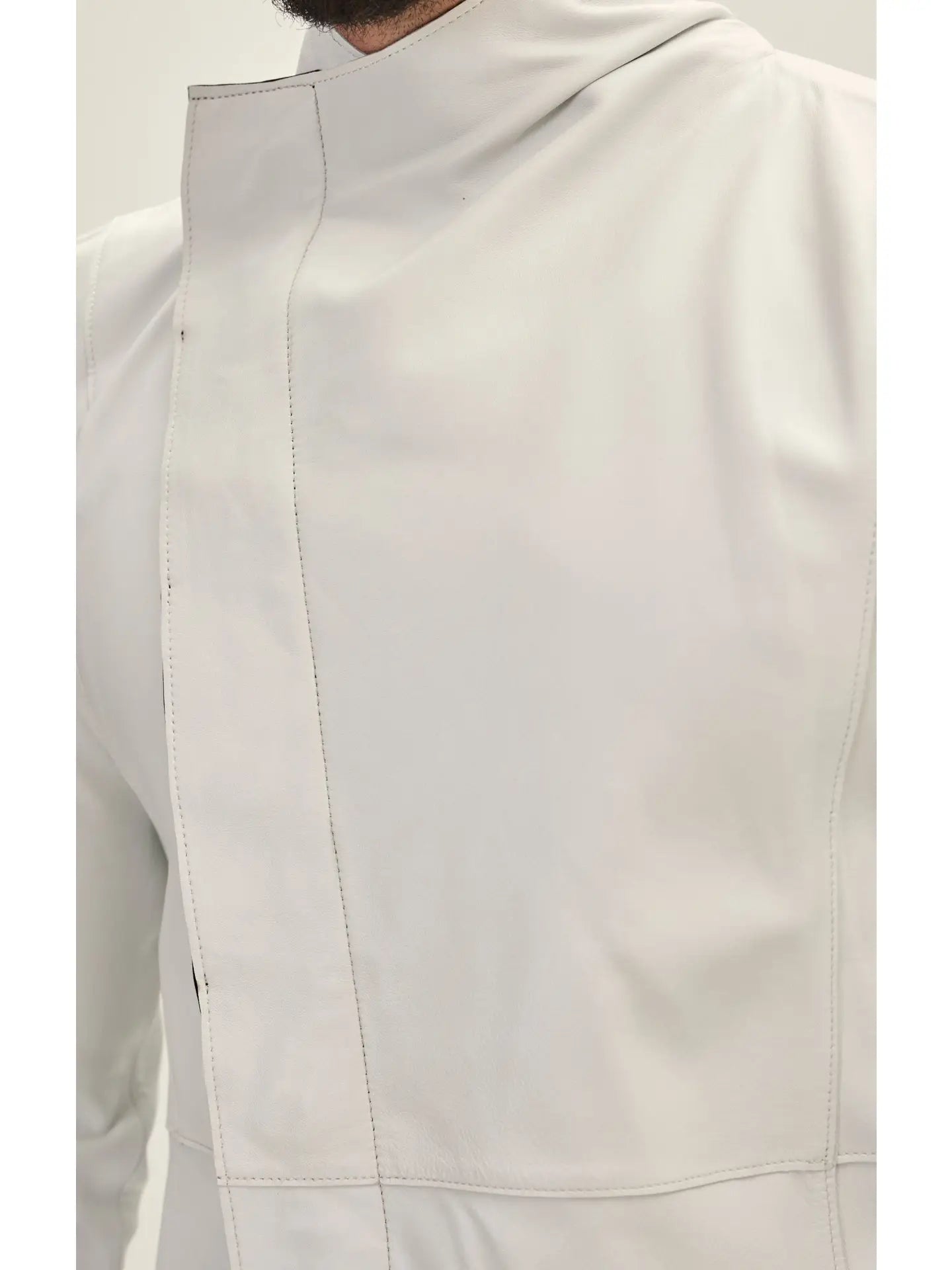 Ron Tomson-Men's Genuine Leather Rebel Jacket - White Black