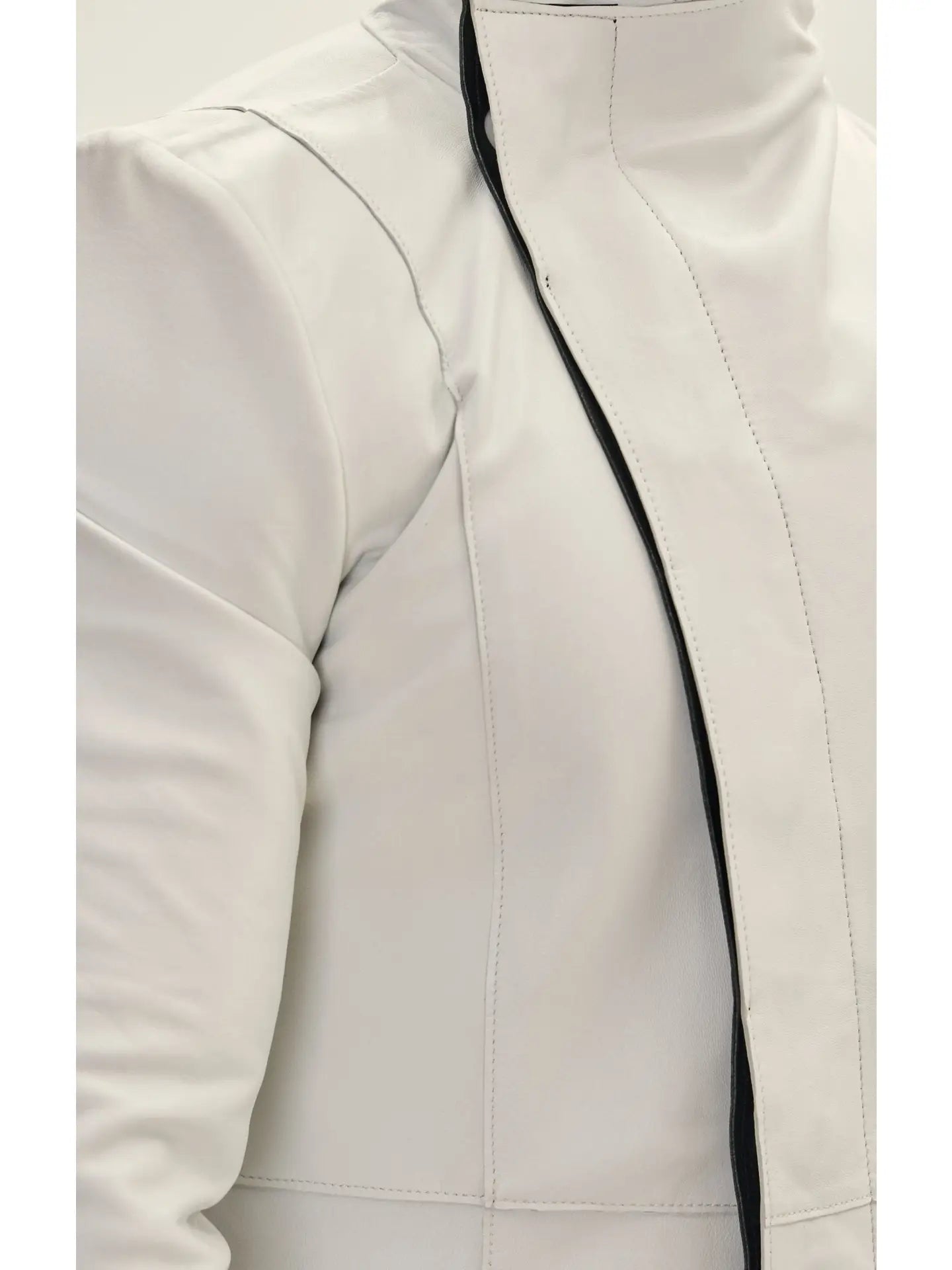 Ron Tomson-Men's Genuine Leather Rebel Jacket - White Black