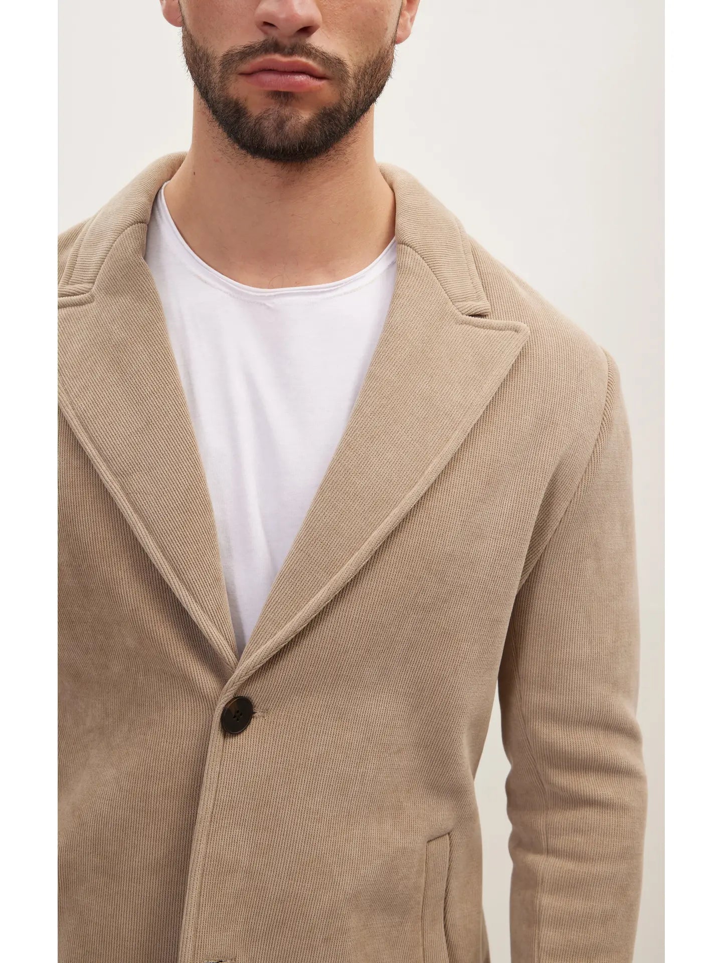 Ron Tomson Men's Relaxed Corduroy Button Closure Jacket - Beige