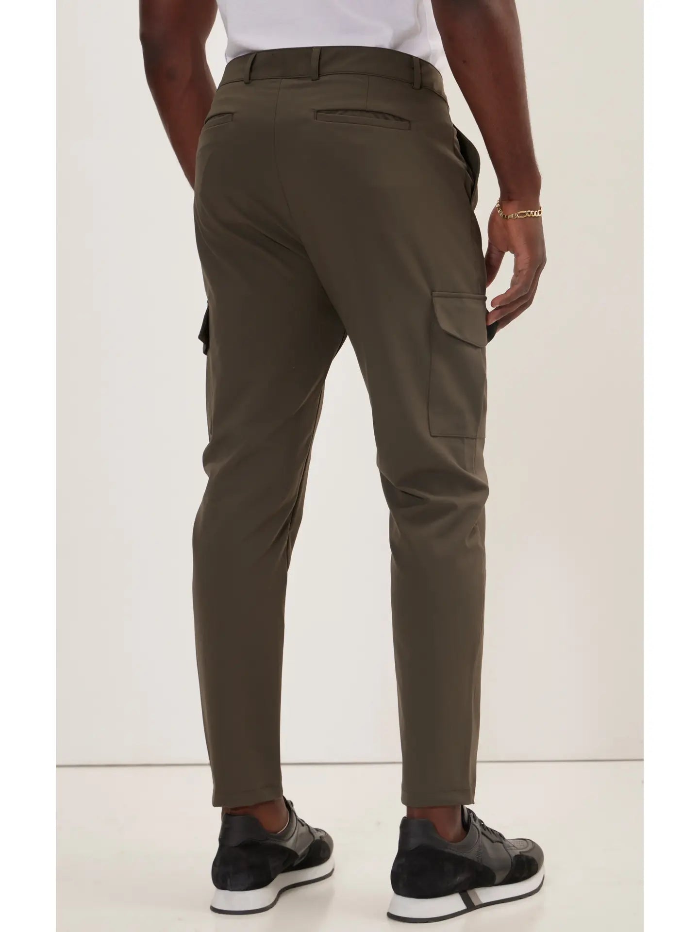 Ron Tomson-Men's Tapered No-Wrinkle Utility Pants - Khaki