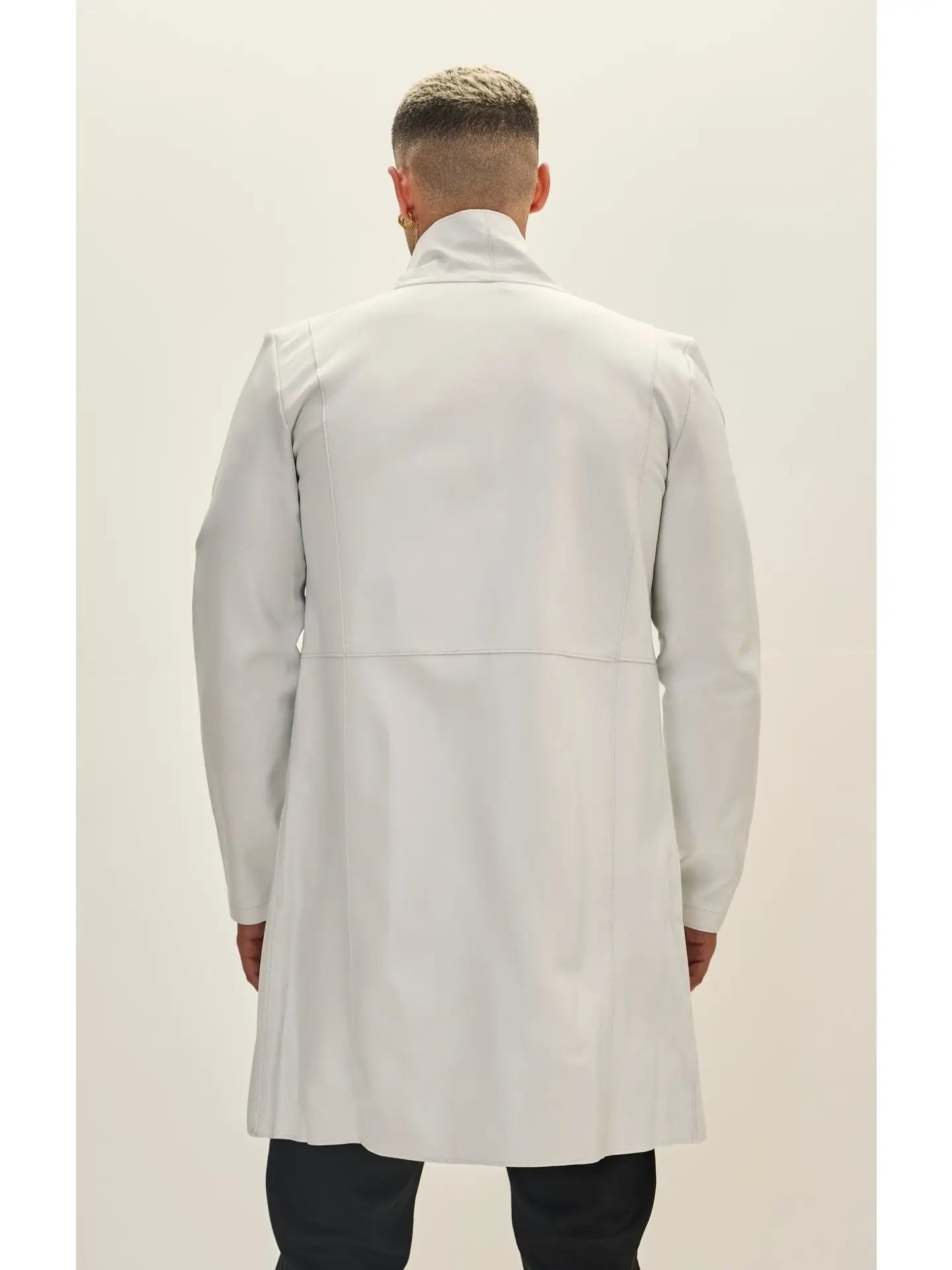 Ron Tomson-Men's Genuine Leather Rebel Jacket - White Black
