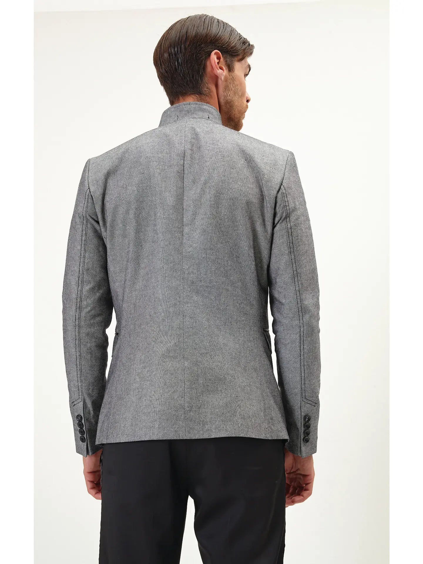 Ron Tomson-Men's Symmetric Button Closure Jacket - Grey