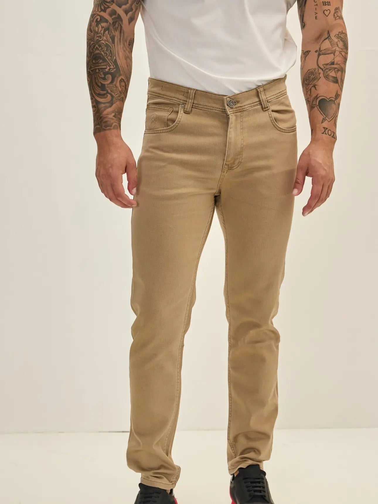 Ron Tomson-Men's Super Soft 5-pocket Style Pants - Milk Brown