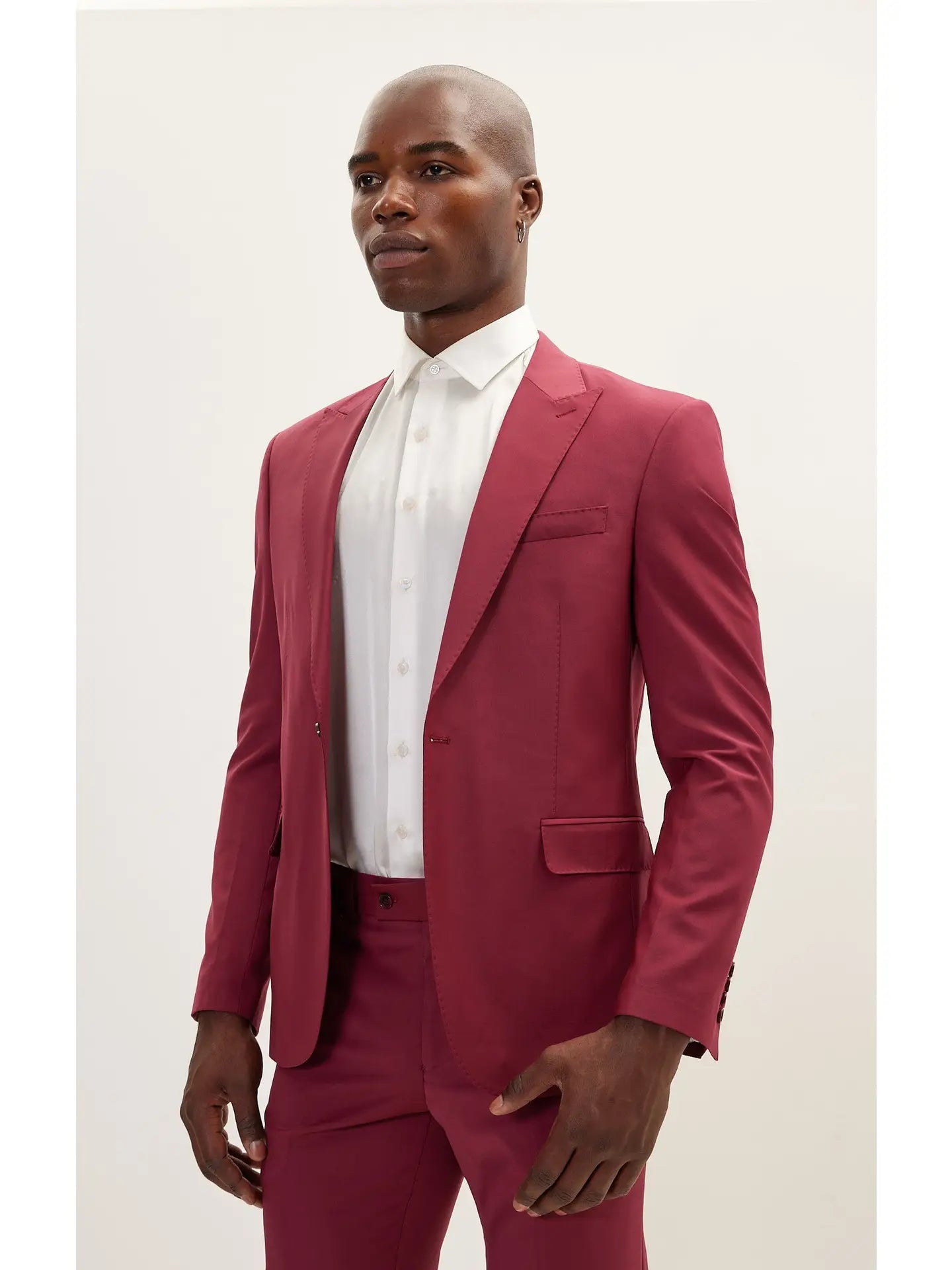 Ron Tomson- Men's Super 120S Merino Wool Double Single Suit - Currant