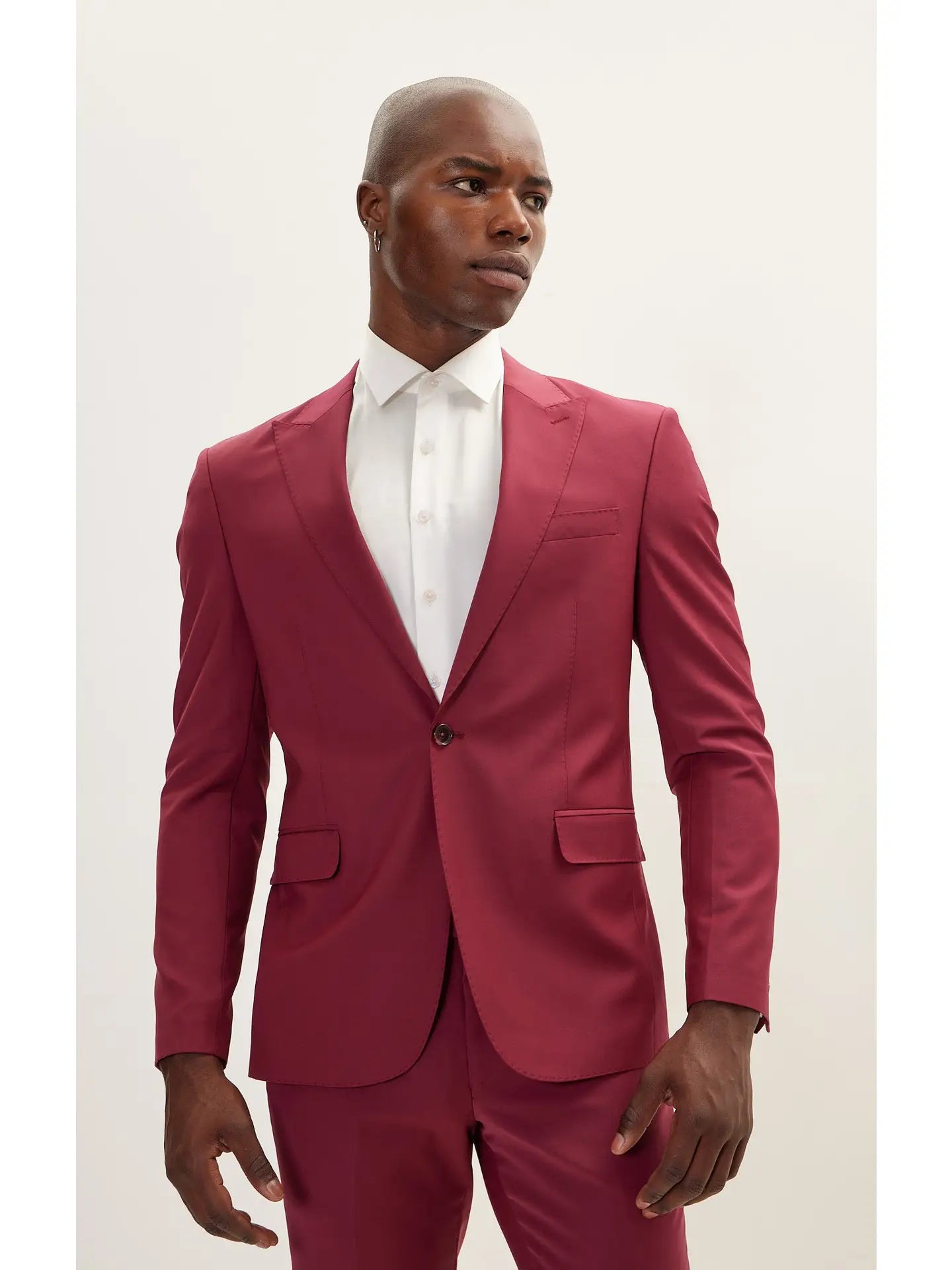 Ron Tomson- Men's Super 120S Merino Wool Double Single Suit - Currant