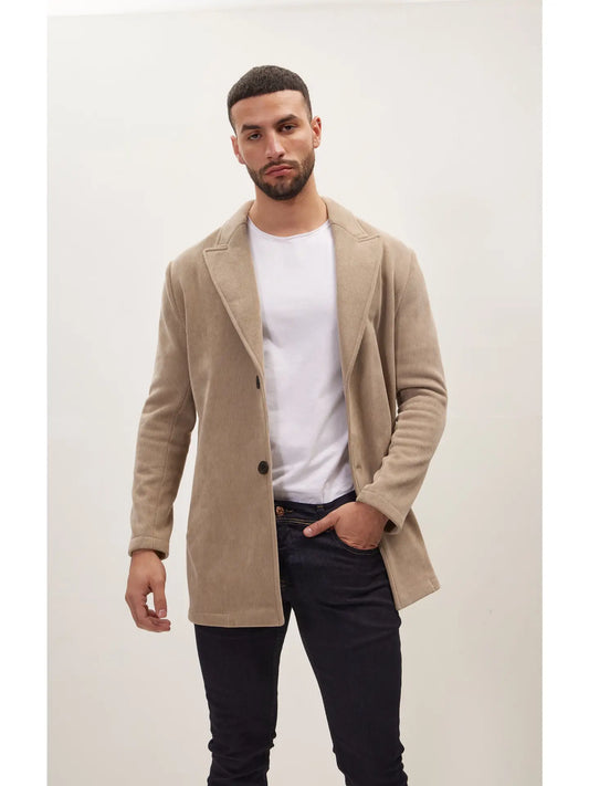 Ron Tomson Men's Relaxed Corduroy Button Closure Jacket - Beige