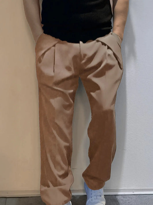 Ron Tomson-Front Flap Pleating Relaxed Trousers - Vizon